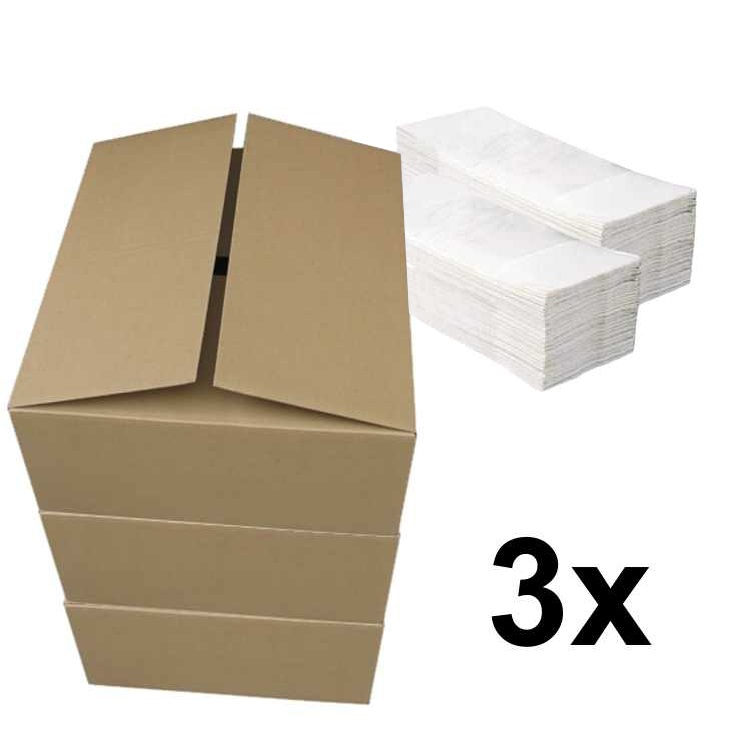 Papírové ručníky ZZ PLUS bílé pack 3 x 4000 ks