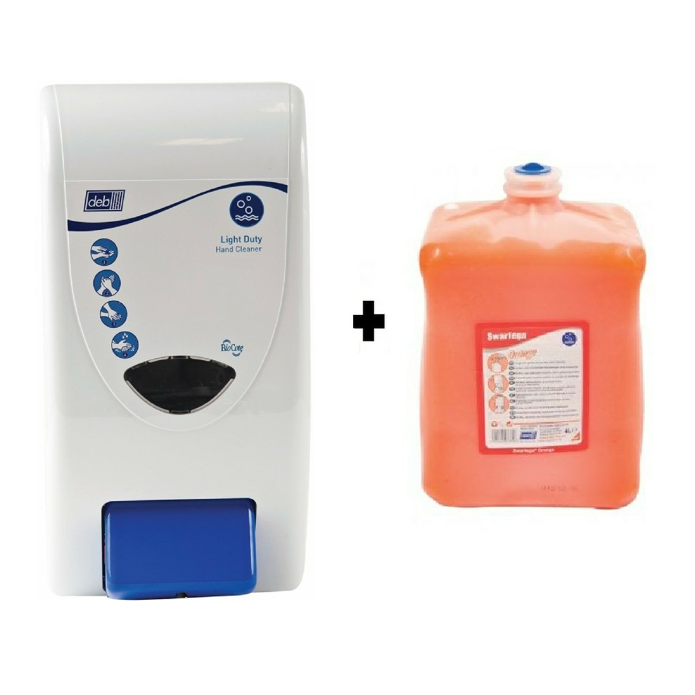 Čistič rukou SWARFEGA ORANGE 4x4l + dávkovač mýdla GLOBAL CLEANSE LIGHT 4l ZDARMA