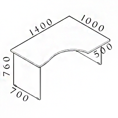 Ergonomický stůl V-line 140 x 100 cm, pravý, Javor