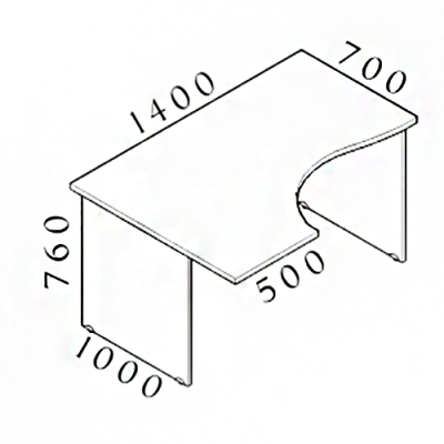 Ergonomický stůl V-line 140 x 100 cm, levý, Ořech