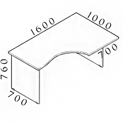 Ergonomický stůl V-line 160 x 100 cm, pravý, Javor
