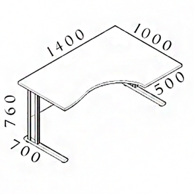 Ergonomický stůl V-line 140 x 100 cm, pravý, javor