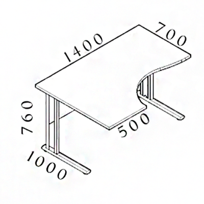 Ergonomický stůl V-line 140 x 100, levý, buk
