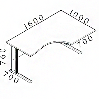 Ergonomický stůl V-line 160 x 100, pravý, javor