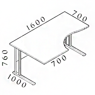 Ergonomický stůl V-line 160 x 100, levý, ořech
