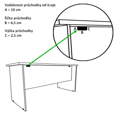 Ergonomický stůl V-line 160 x 100, levý, buk