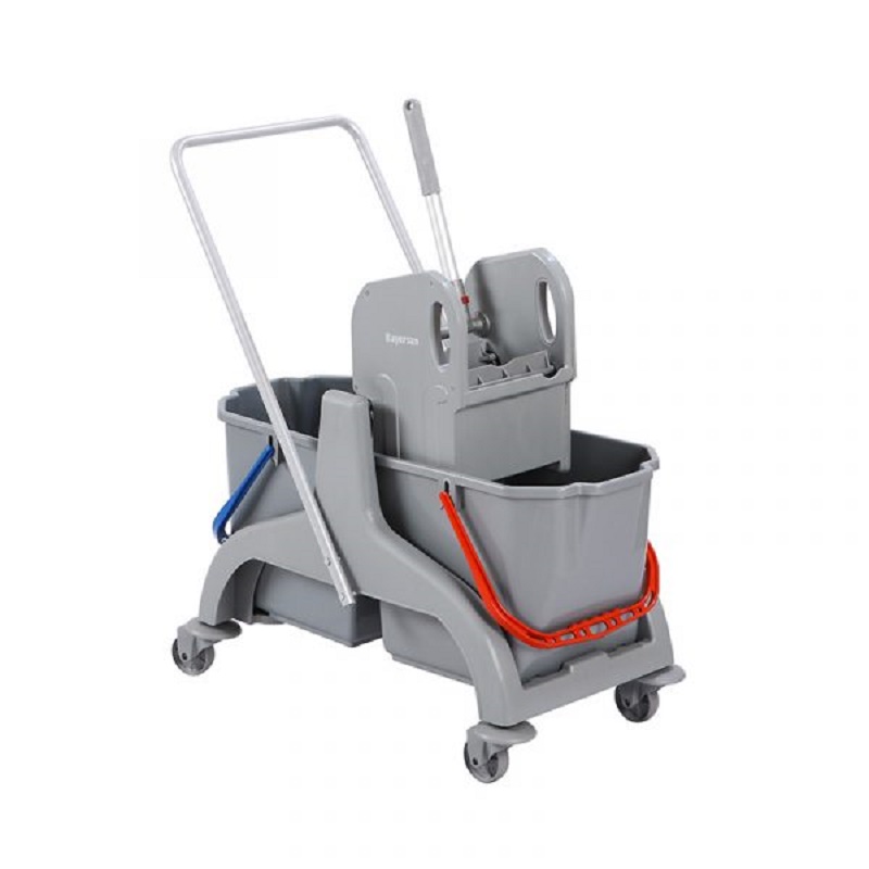 Set 5ks Úklidový vozík DOUBLE PL 2x25l + FLIPPER Mop sestava s patnácti návleky 40cm