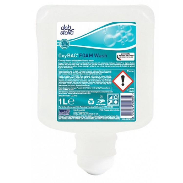 DEB OXY BAC FOAM WASH 6x1l – mýdlo a dezinfekční přípravek na ruce ve formě instantní pěny