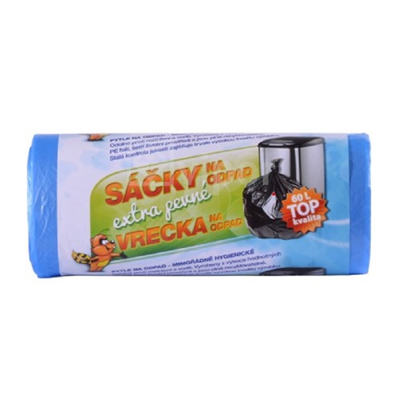 Sáček do koše HDPE na odpad TOP 60L 60x70cm - 30Ks modrý