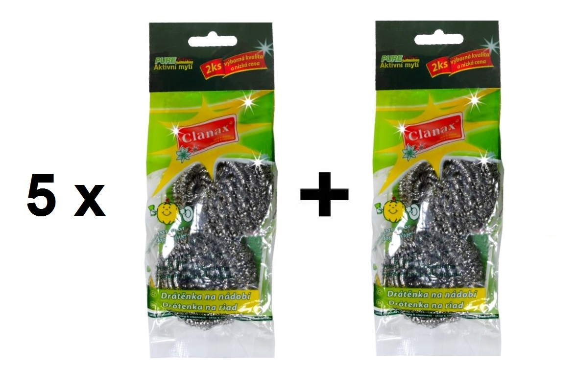 5x Drátěnka na nádobí NEREZ + 1 ZDARMA