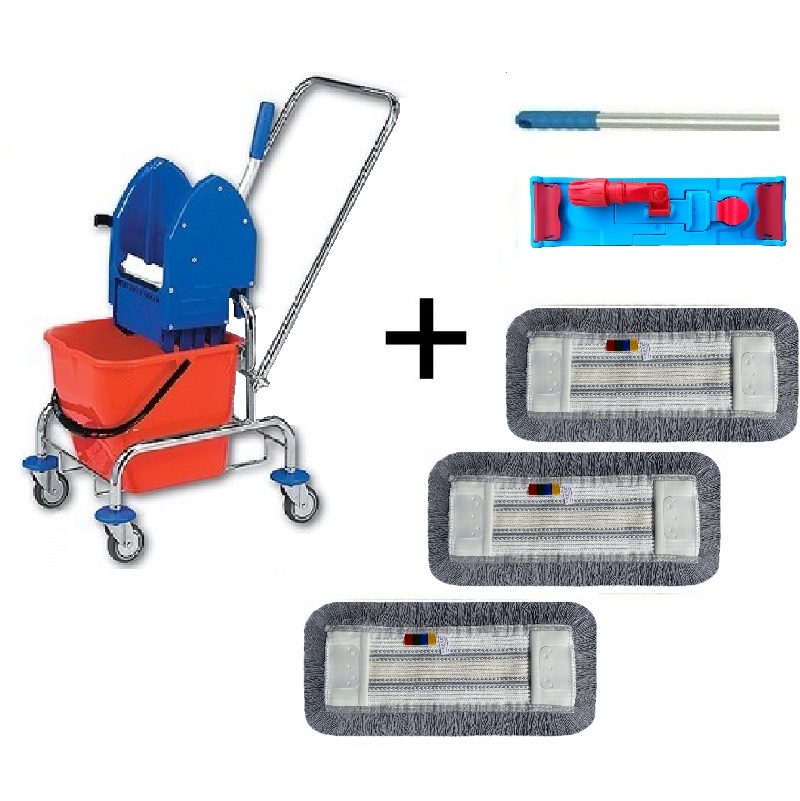 Úklidový vozík STANDARD 1x17I + FLIPPER Mop sestava se  3-mi návleky 40cm - bez košíku