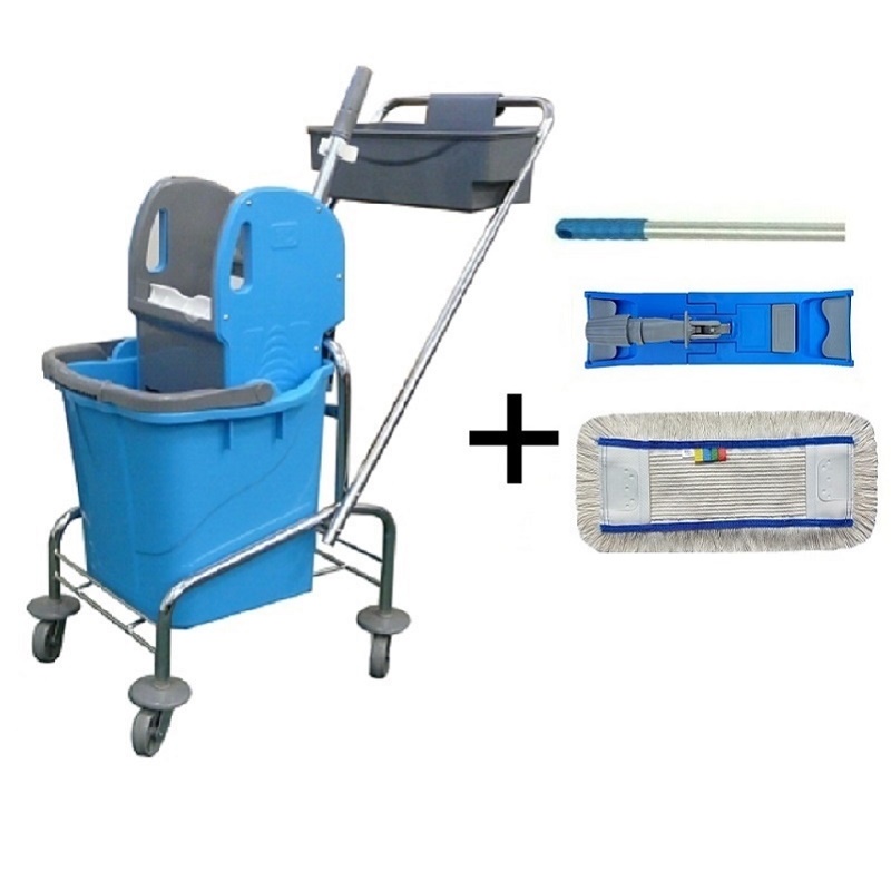 Úklidový vozík SINGLE 1x25l + FLIPPER  Mop sestava s 3mi návleky 40cm