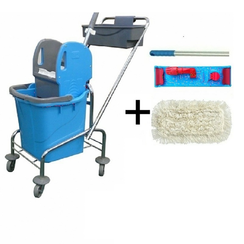 Úklidový vozík SINGLE 1x25l + FLIPPER  Mop sestava s 3mi návleky 40cm