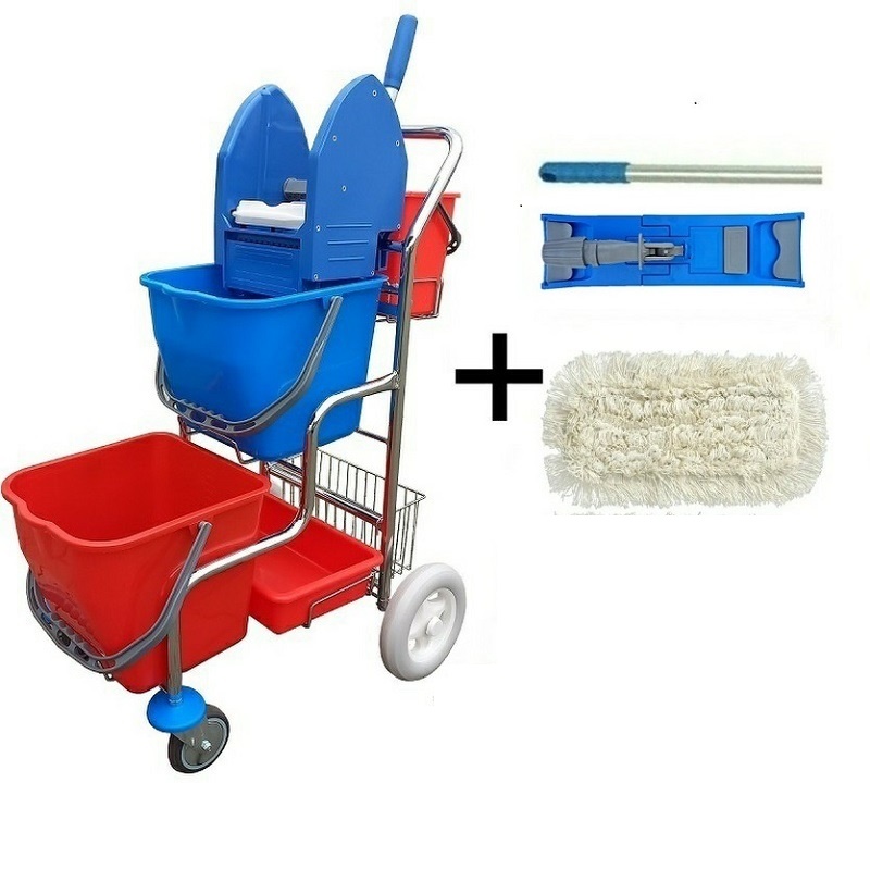 Úklidový vozík DUO PRAKTIK III + FLIPPER Mop sestava s návlekem 40cm