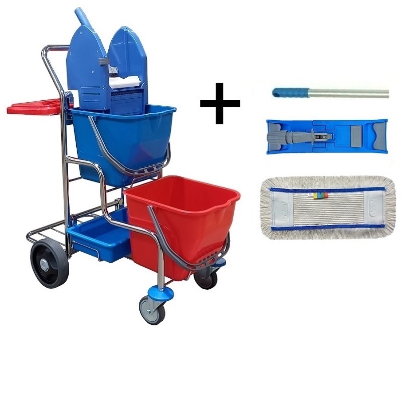 Úklidový vozík DUO KOMBI + FLIPPER Mop sestava s návlekem 40cm