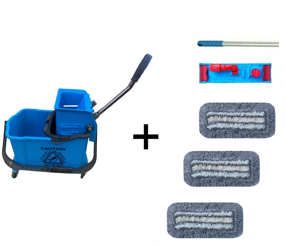 Úklidový vozík  BOBBY PLUS + FLIPPER Mop sestava s 3mi návleky 40cm