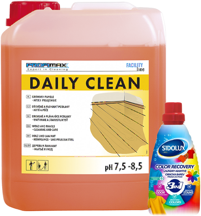PROFIMAX DAILY CLEAN - speciální čistič na dřevěné a plovoucí podlahy a parkety 5l + BONUS ZDARMA odstraňovač skvrn 3v1.