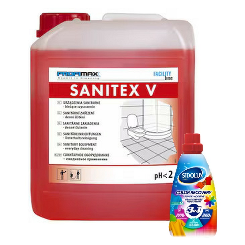 SANITEX V - DENNÍ - prostředek na sanitární zařízení 5l + BONUS ZDARMA odstraňovač skvrn 3v1