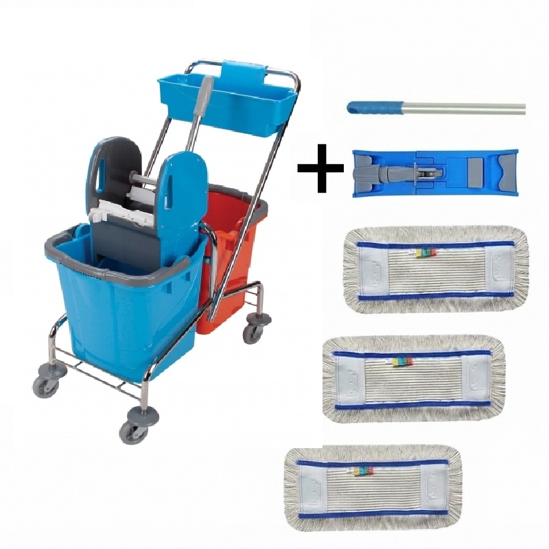 Úklidový vozík DOUBLE 2x25 + FLIPPER Mop sestava s 3mi návleky 40cm AKCE