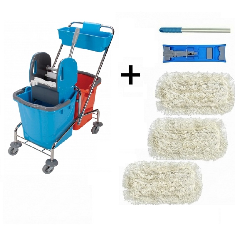 Úklidový vozík DOUBLE 2x25 + FLIPPER Mop sestava s 3mi návleky 40cm AKCE